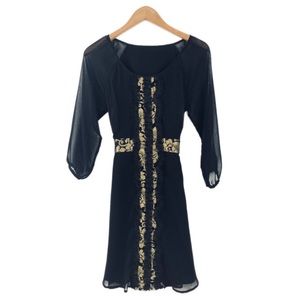 Gold Detail Black Dress
